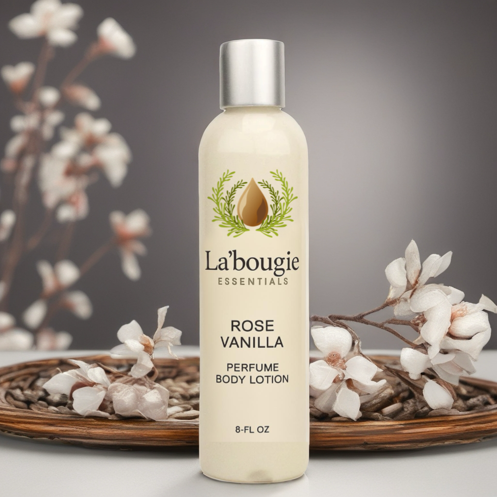 La’Bougie Essentials Rose vanilla, perfume body lotion 8 fl ounce