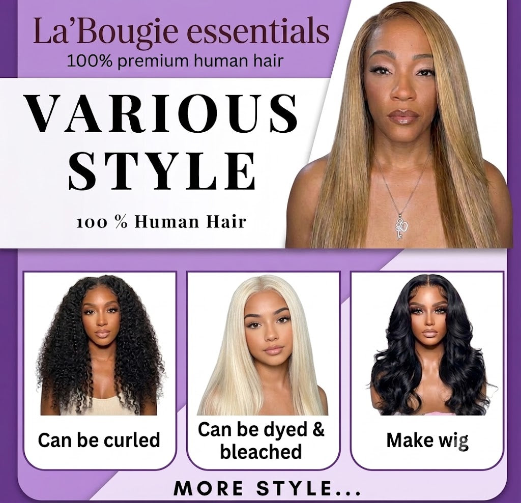 La‘ Bougie Essentials 100% premium straight human hair Bundles